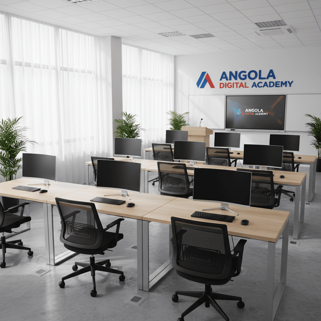 Professional training classroom with diverse students engaged in learning, modern bright interior with warm lighting and collaborative atmosphere
