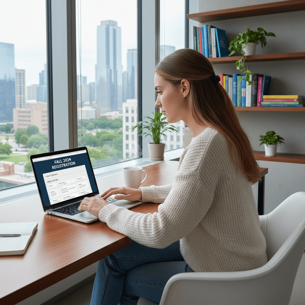 Aluno consultando cursos disponíveis online