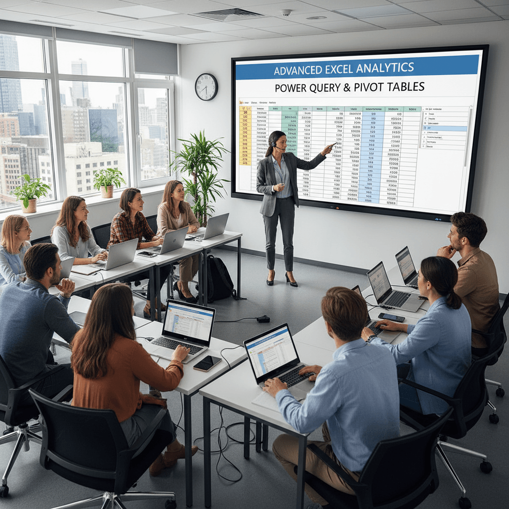 Professor ministrando curso de Excel na academia Excel Tecnologia
